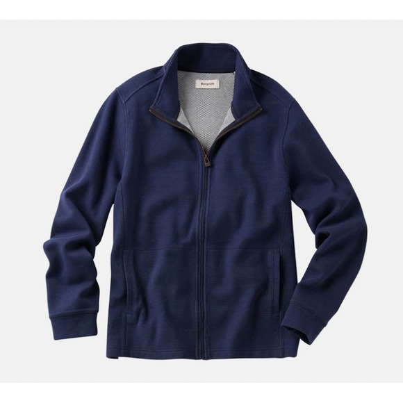 Borgo 28 Double Knit Zip-Front Jacket Mens Size Large Blue Lined Excellent